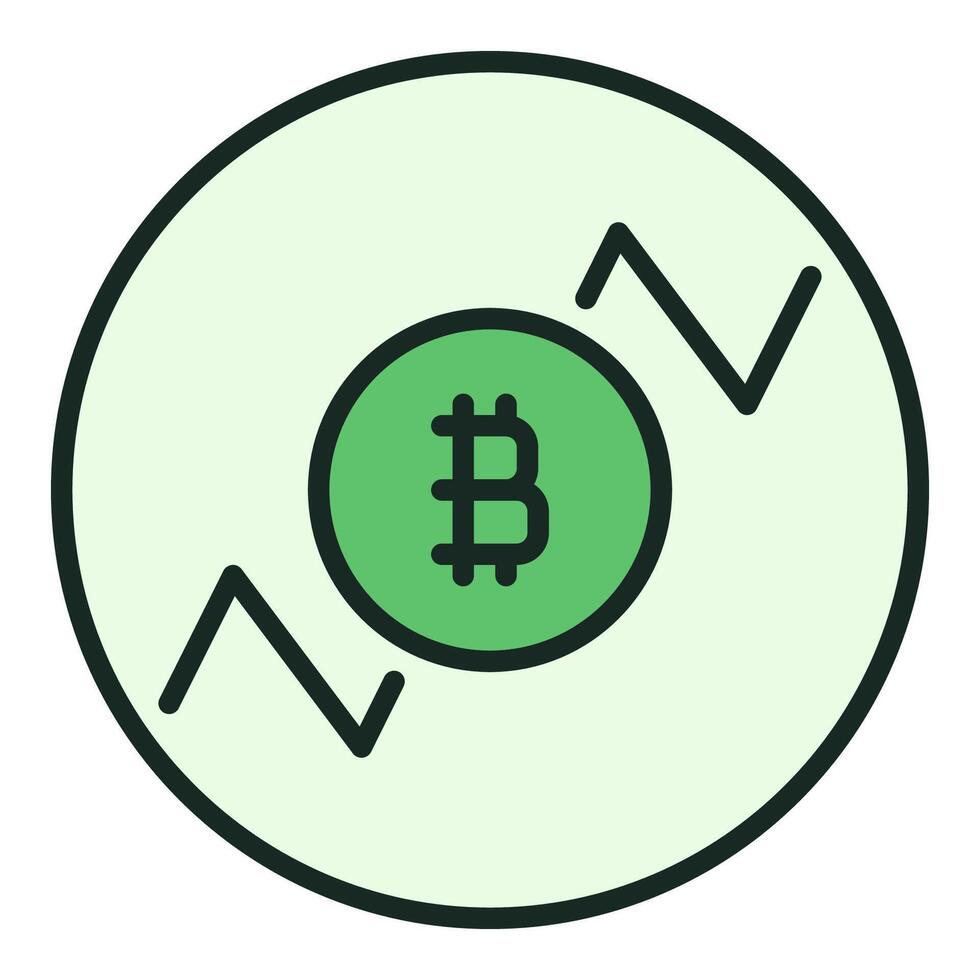Bitcoin Long Trading circle shaped colored icon or symbol vector