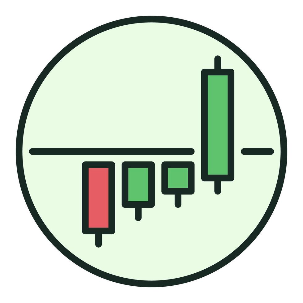 Circle with Candlestick Chart colored icon or sign vector