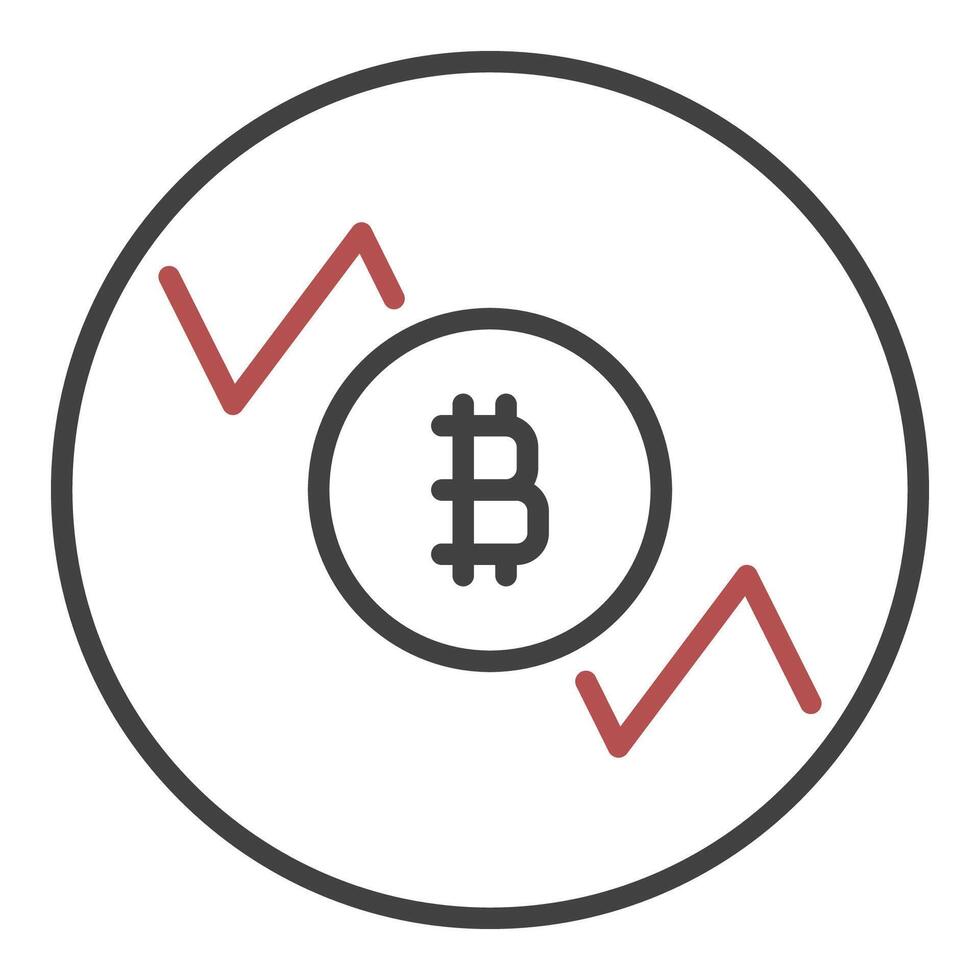 Bitcoin Short Position Trading outline round icon or symbol vector