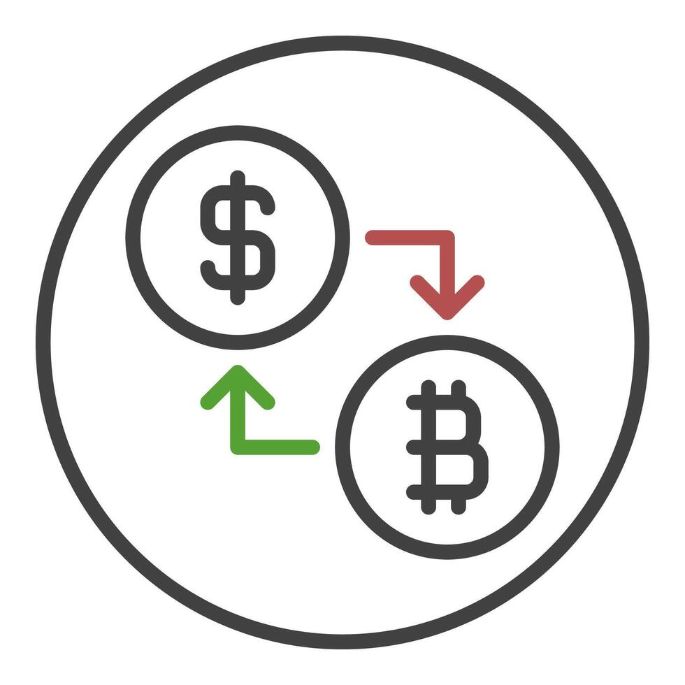 Bitcoin and Dollar Trading linear round icon or symbol vector