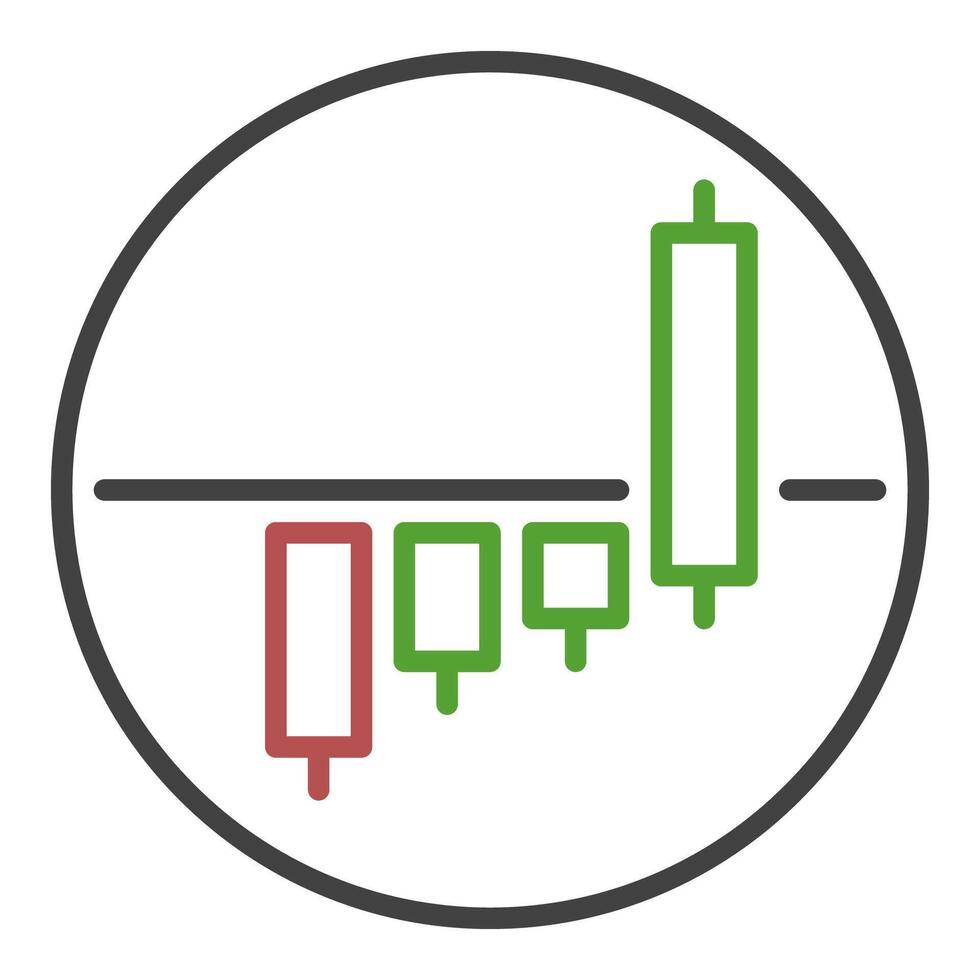 Candlestick Chart Trading round icon or symbol in outline style vector