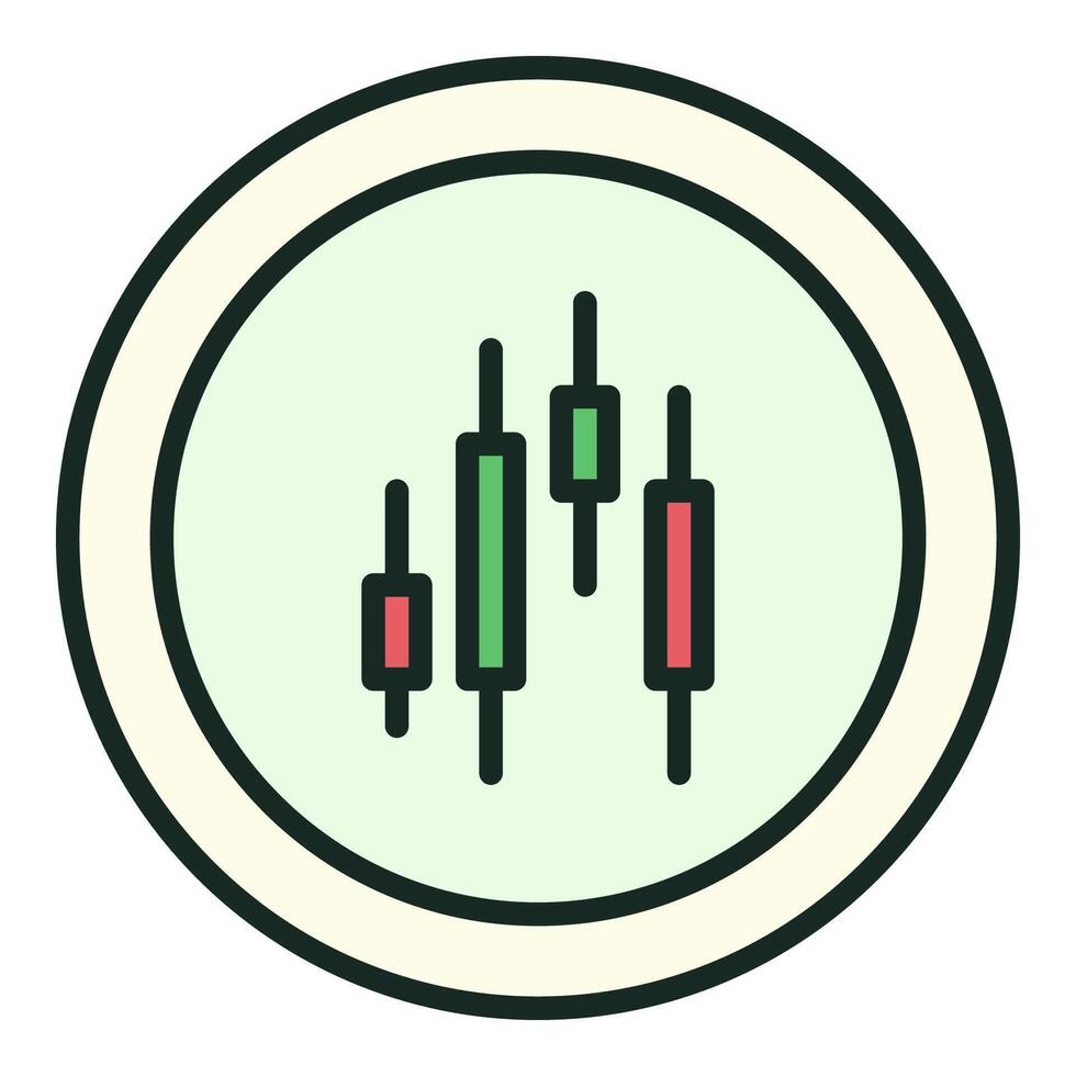 Cryptocurrency Trading Candlestick Chart round colored icon or logo element vector