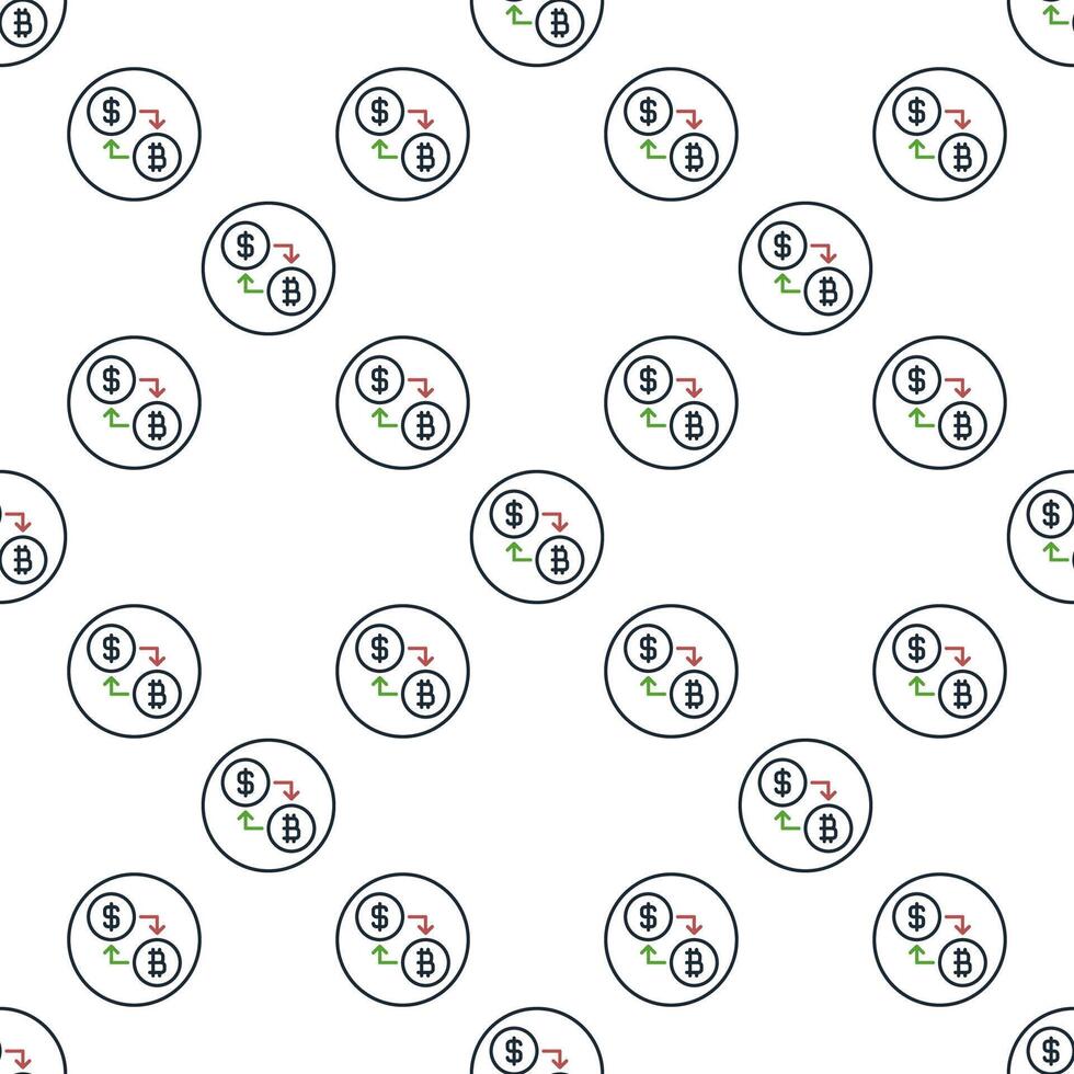 Bitcoin and Dollar Trading linear round seamless pattern vector