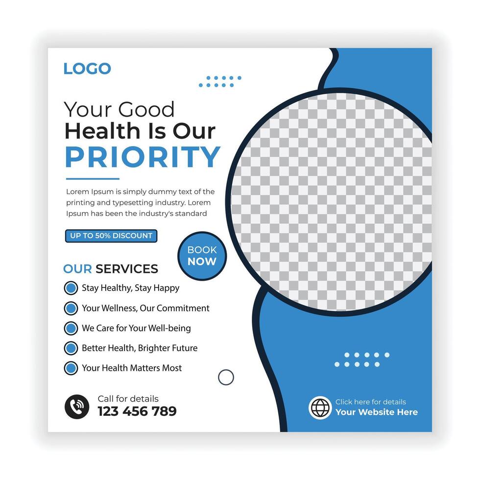 Editable Health Awareness Social Media Template vector
