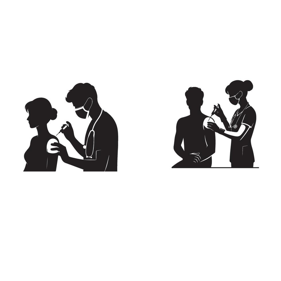 A black and white illustration of a man and woman vector
