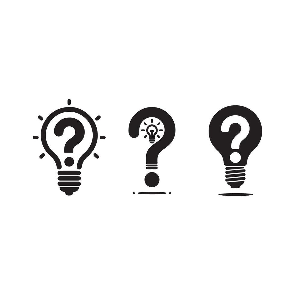 Three light bulbs with question marks on them vector