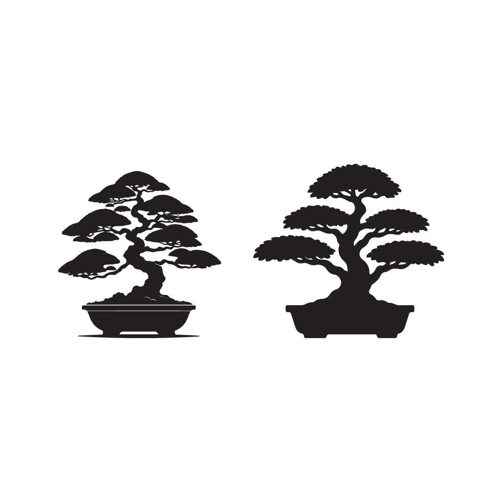 Bonsai tree icons vector
