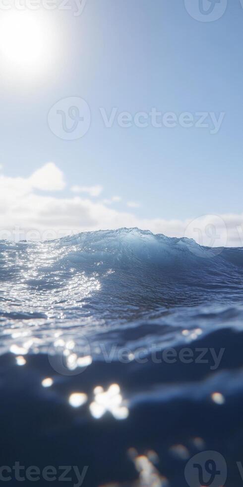 Ultra realistic 8k ocean wave under bright sunlight for nature and coastal designs photo