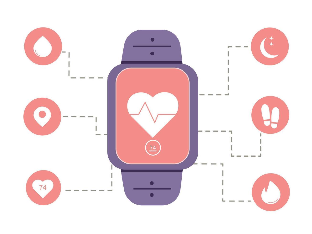 Smart Fitness Tracker with Health Icons vector