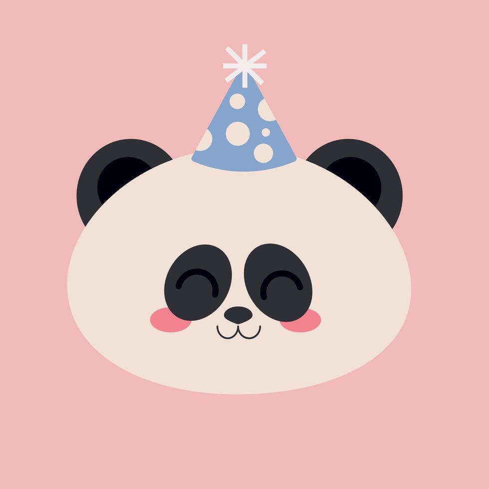 Cute panda with birthday hat vector