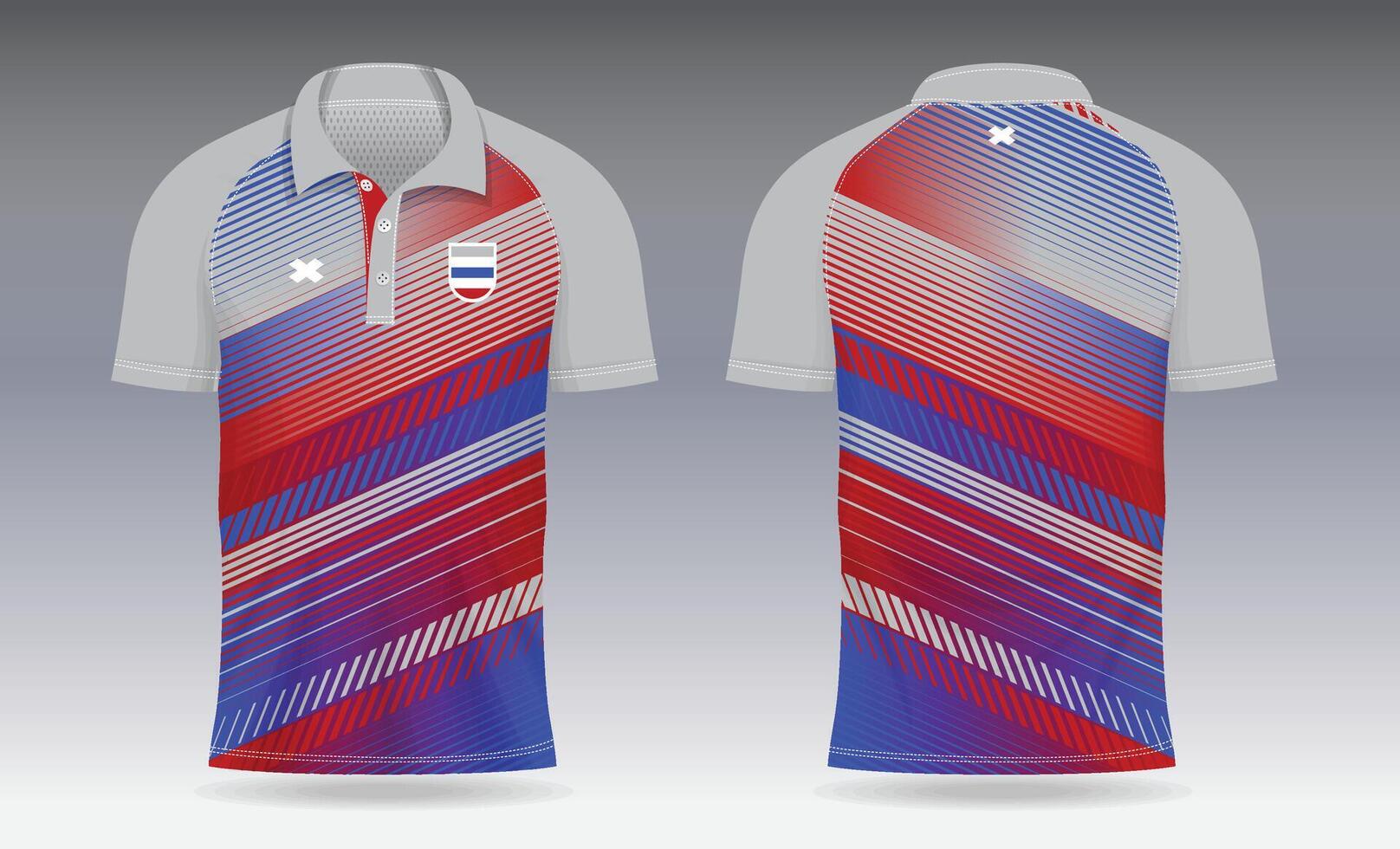 red blue abstract sports jersey template for team uniforms and Soccer shirt design vector