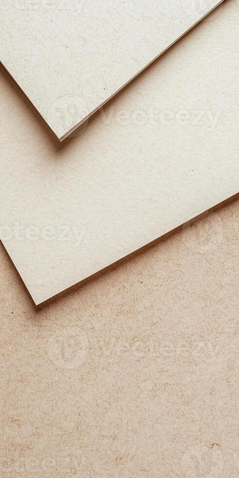 Minimalist flat lay of two overlapping blank sticky notes for office and school use photo