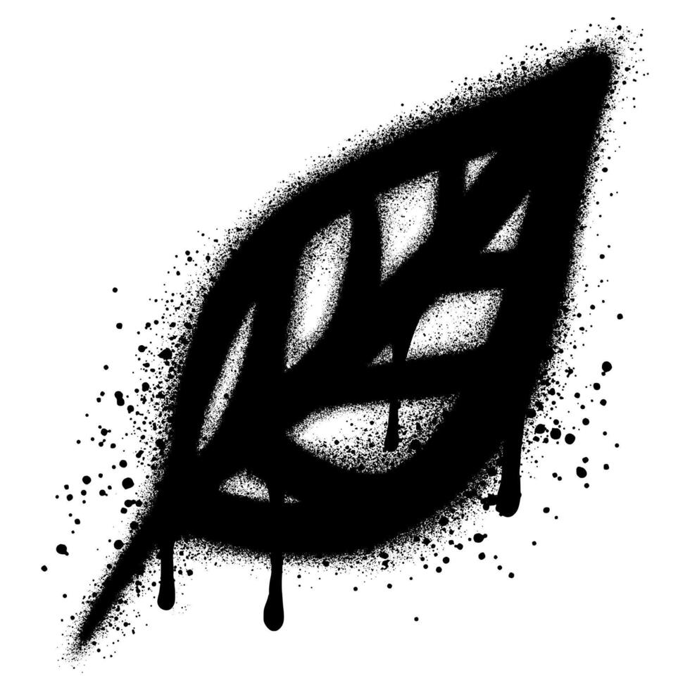Leaves in urban graffiti style with black spray paint. vector