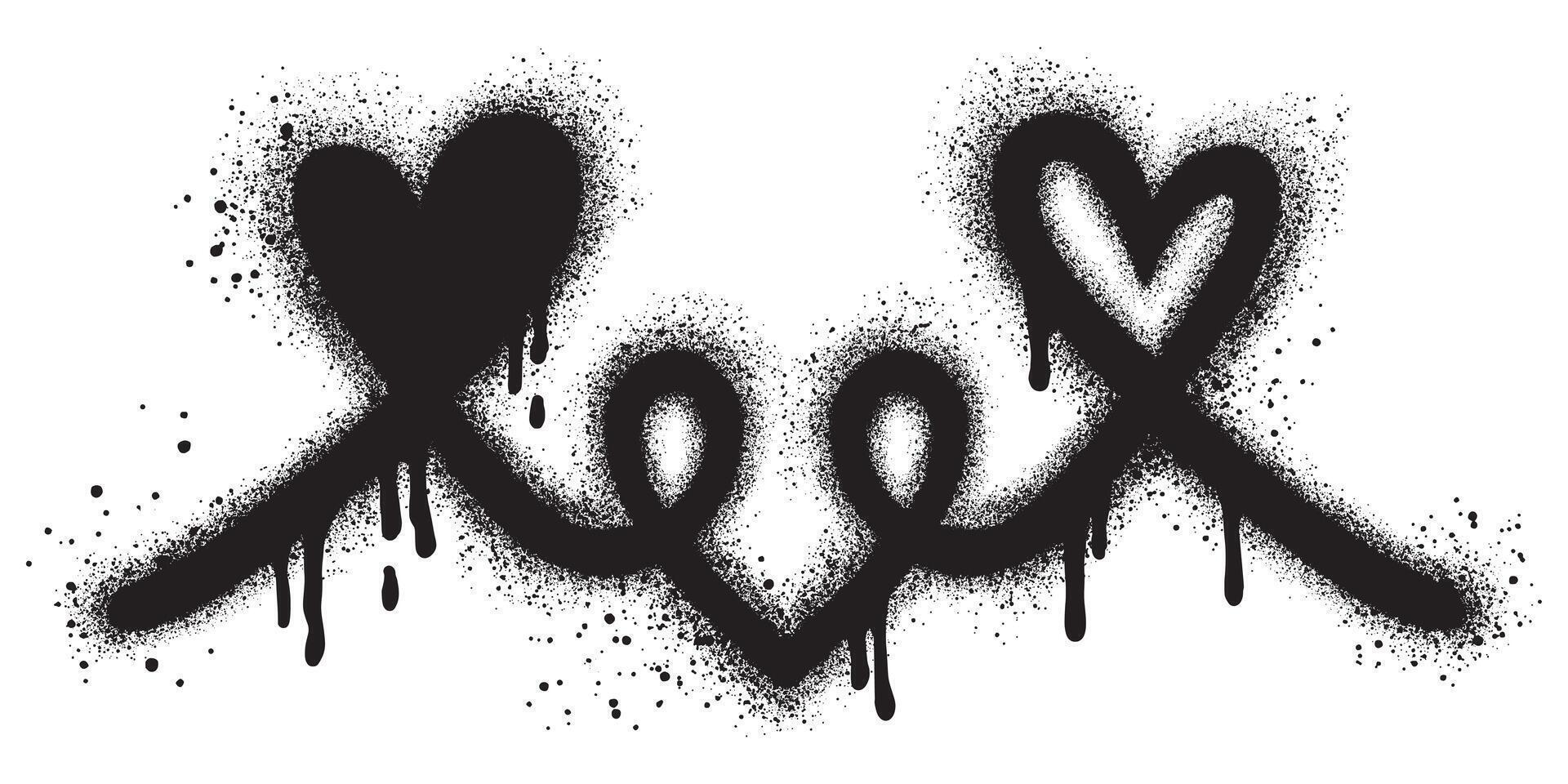 Spray graffiti swirl heart symbol isolated on White background. vector
