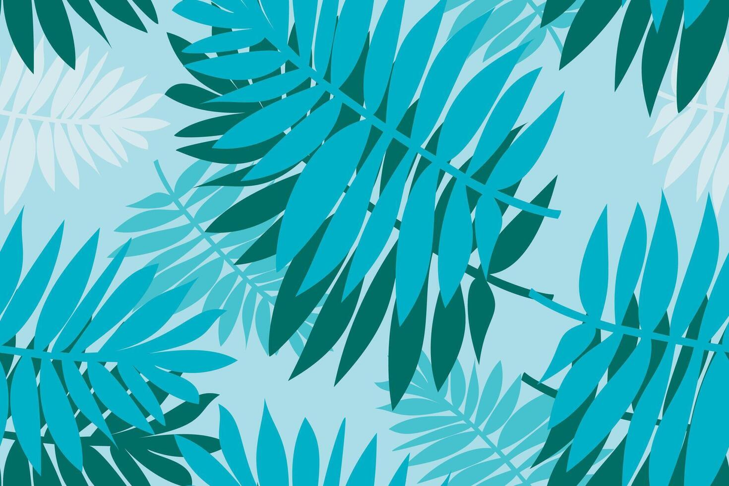 seamless pattern tropical palm leaves on blue sky background. vector