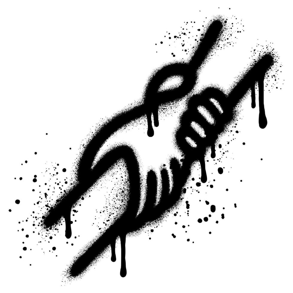 graffiti holding hands icon sprayed in black over white. vector