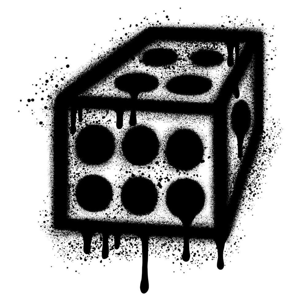 Dice graffiti with black spray paint on white background. vector