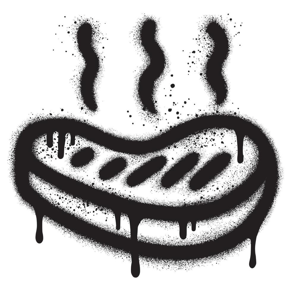 Meat in urban graffiti style with black spray paint. vector