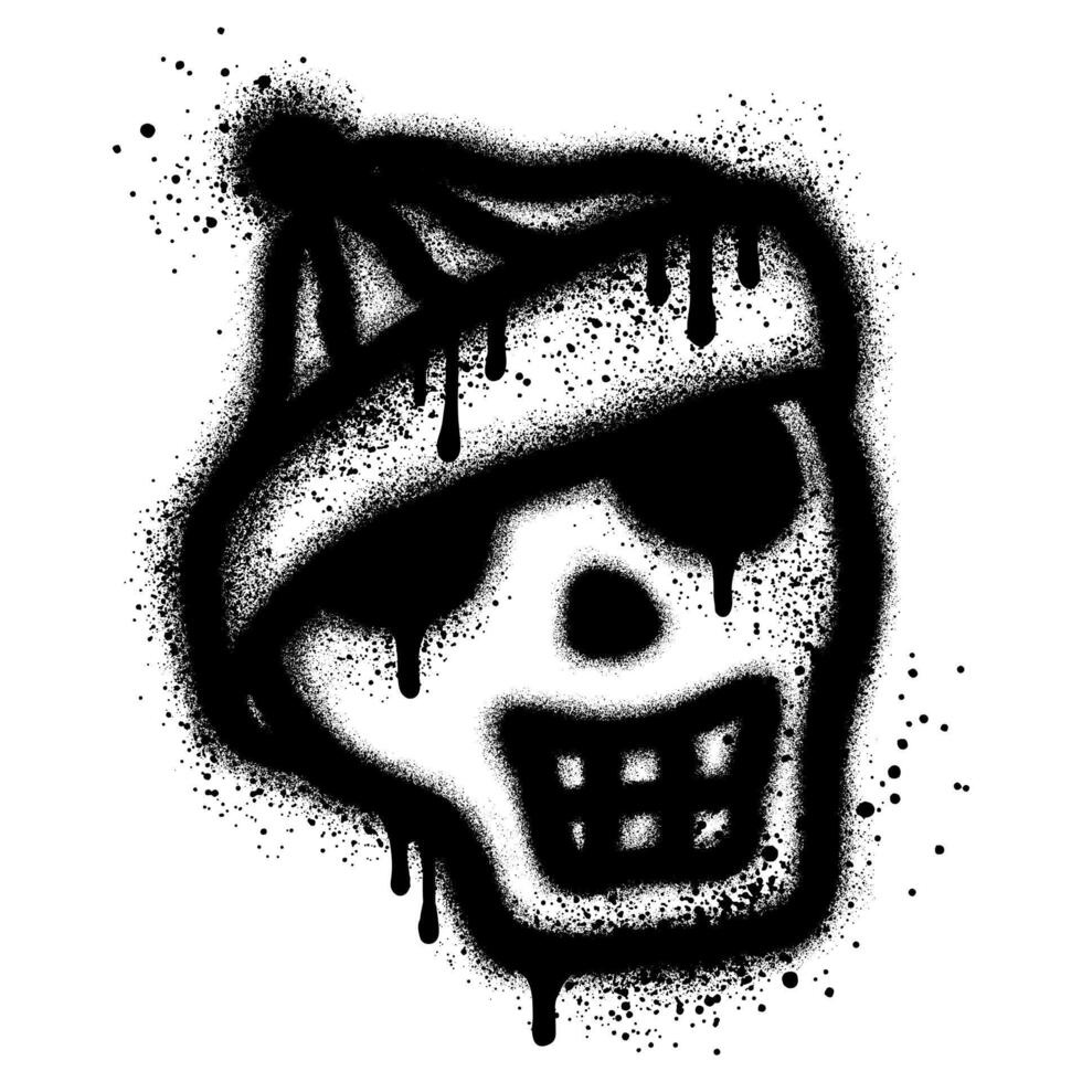 Spray Painted Graffiti skull Sprayed. graffiti skull icon with over spray in black over white. EPS 10 vector