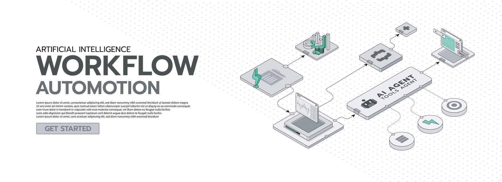 Isometric AI Workflow Automotion vector