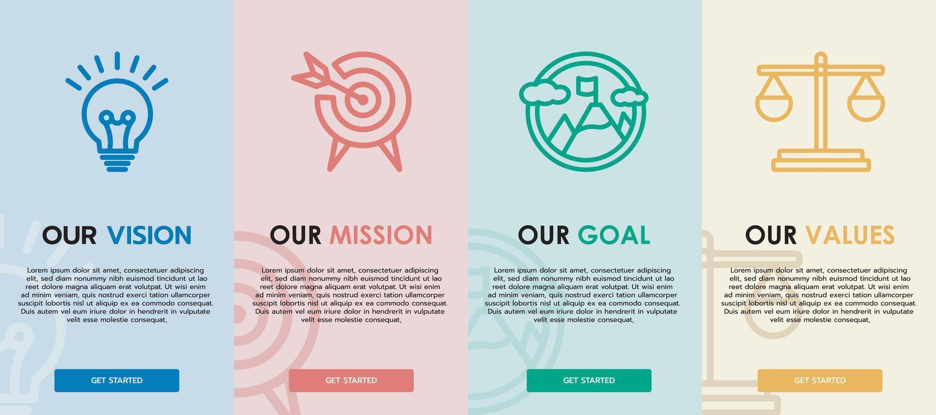 Vision Mission Goal and Values banner template vector