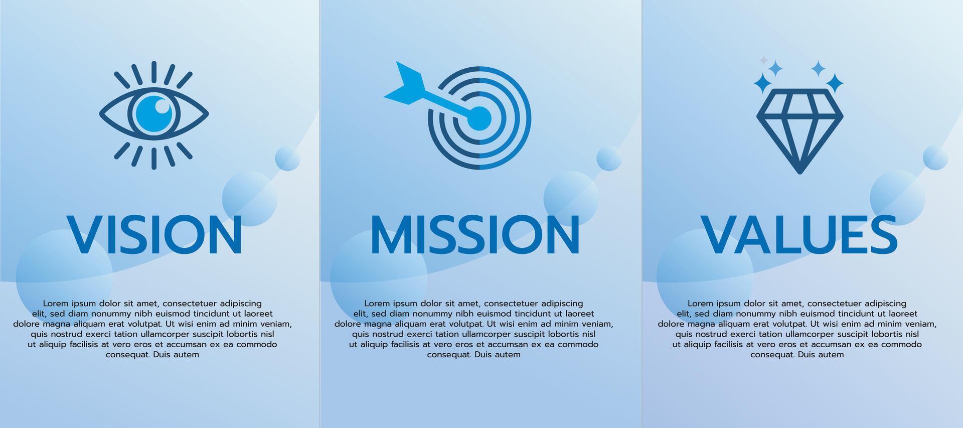 vision mission values banner website template vector