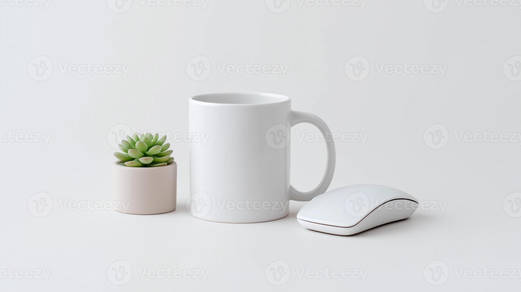 Simple Workspace Setup with Succulent Plant photo