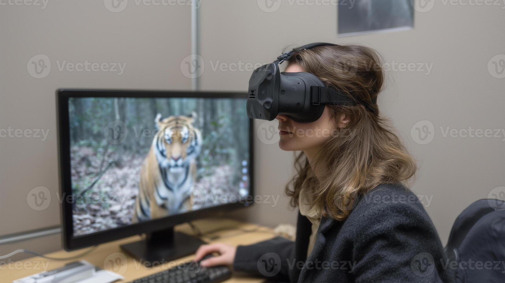 Virtual reality entertainment enhancing remote cabin living photo