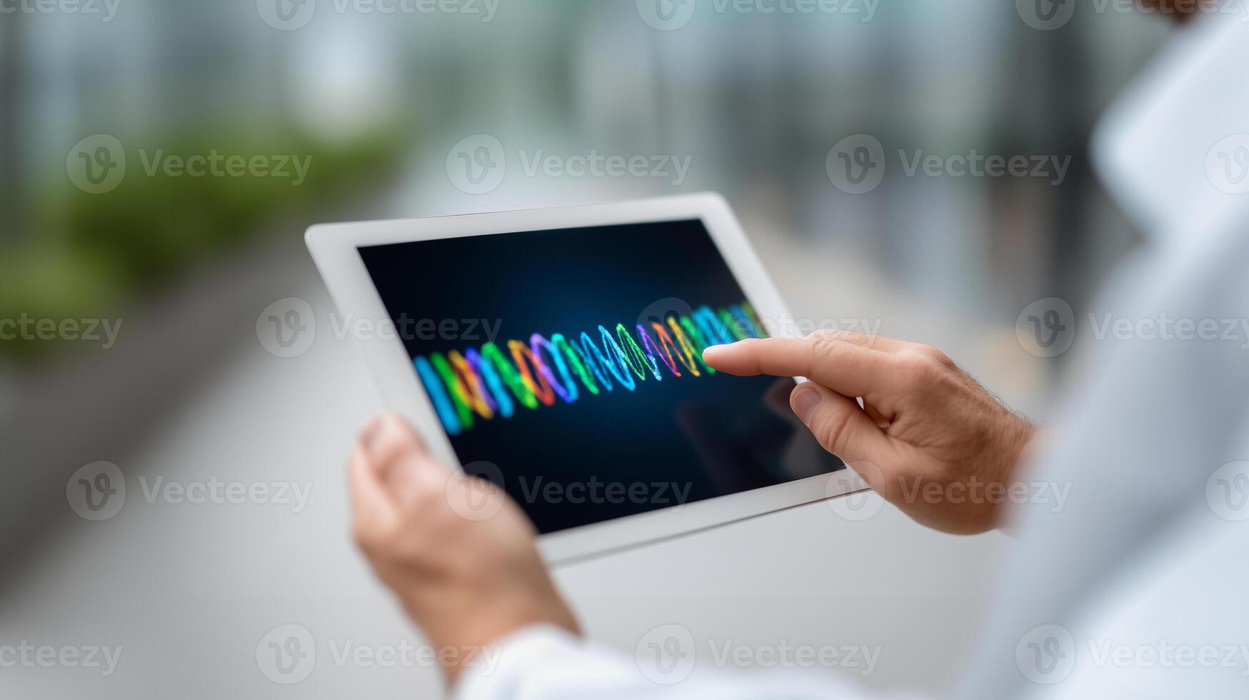 Interactive Genomic Research on Tablet Screen photo