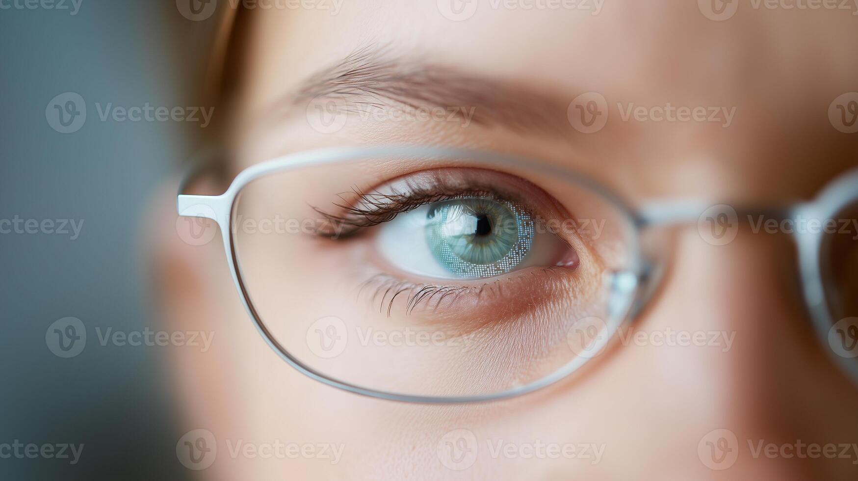 Detail of eye showing wearable health tech photo