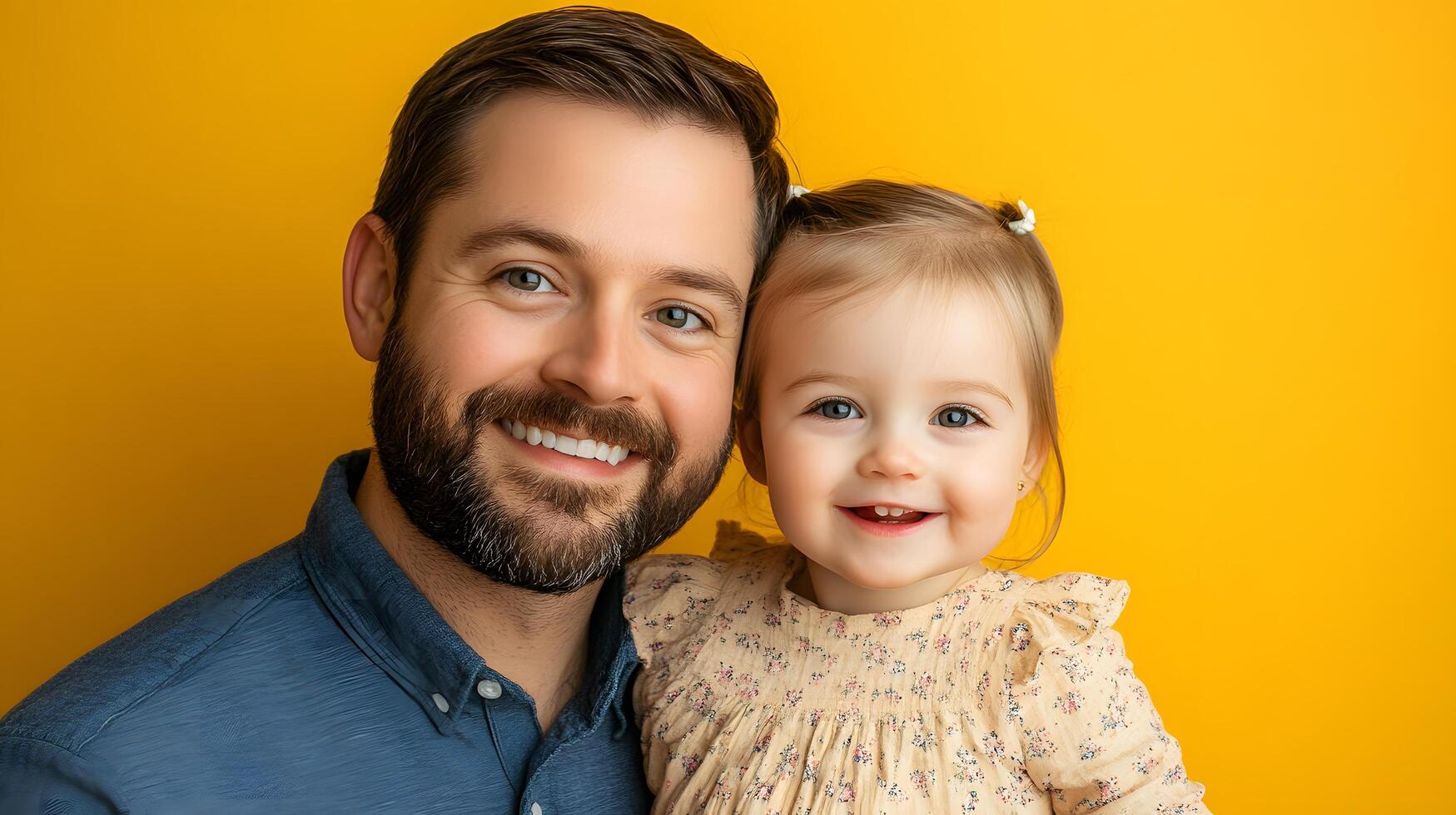 A man and a little girl are smiling for the camera photo