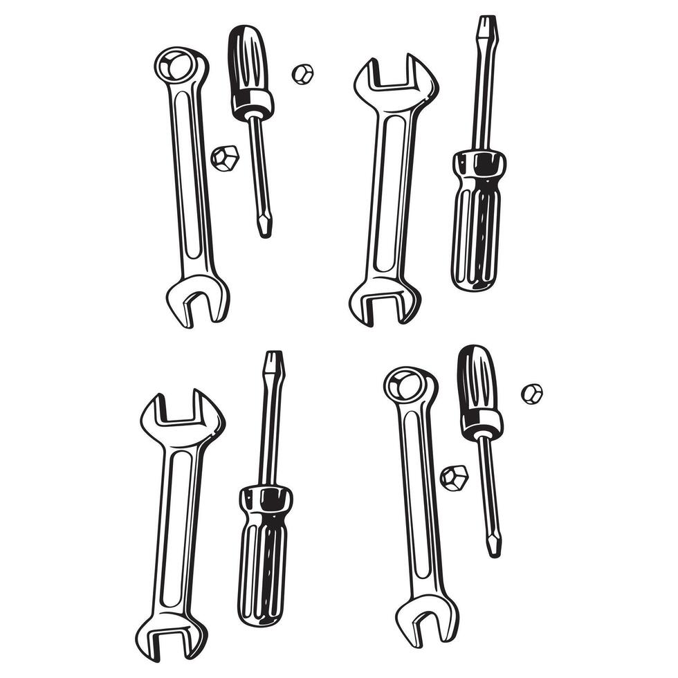 wrench and screwdrivers tools icon vector