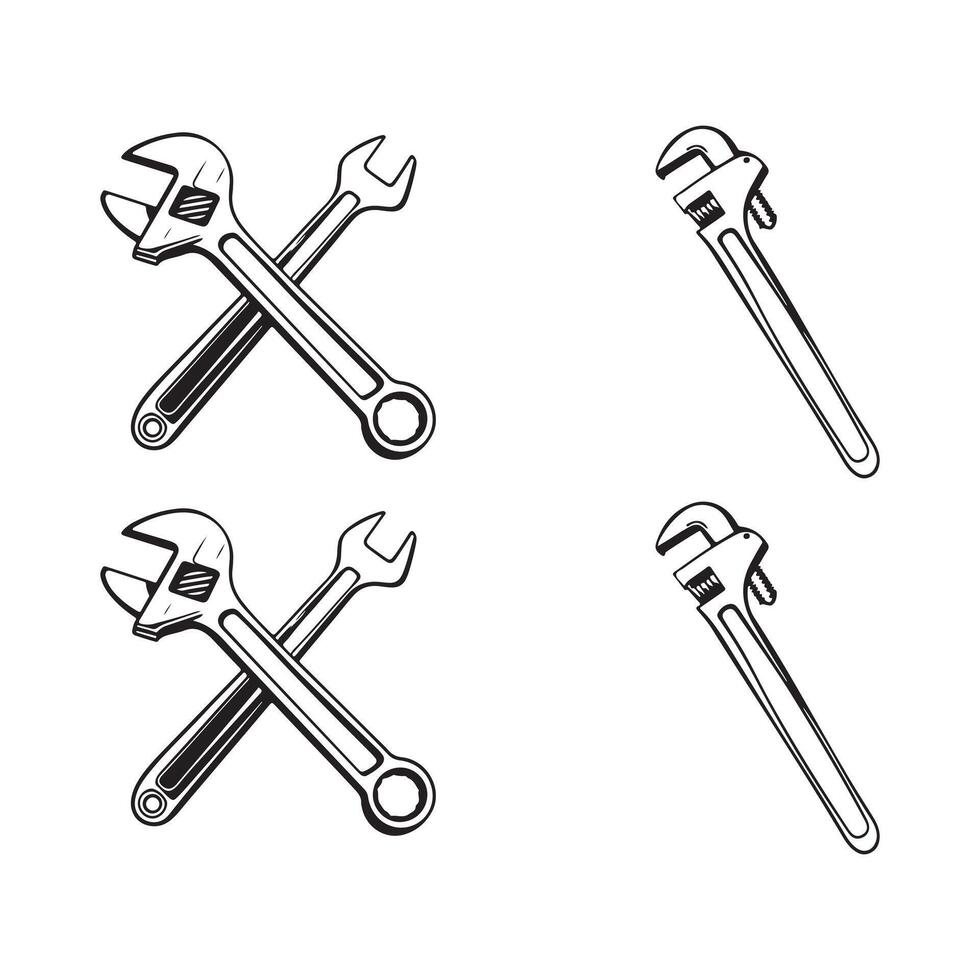 Set of tools, wrench tools vector
