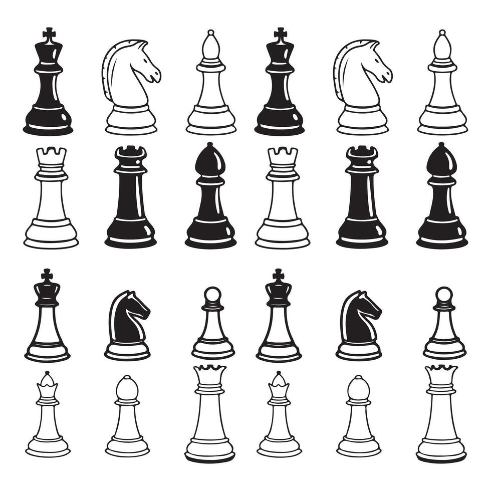 Chess icons set vector