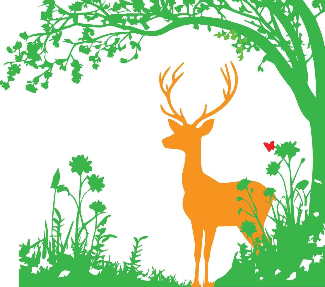 Deer Silhouette in Forest vector