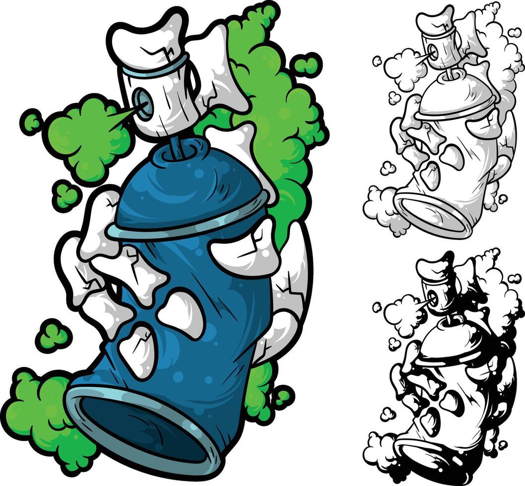 Cartoon spray paint illustration with graffiti style vector