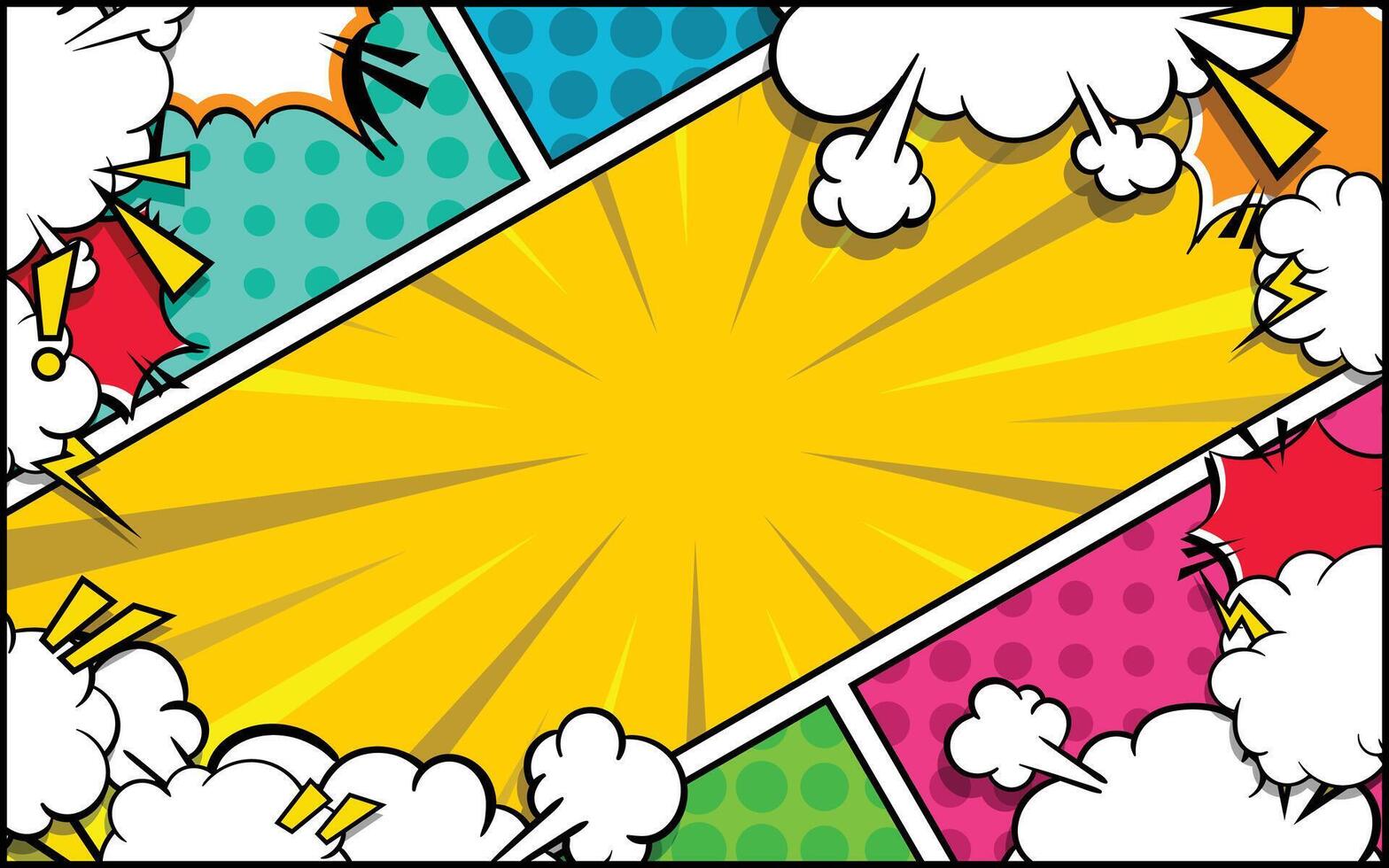 comic book background with speech bubbles and sun vector