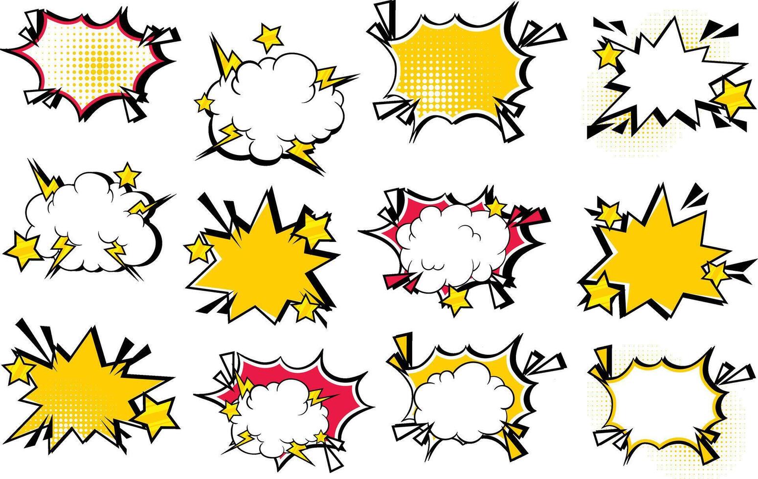 comic book style speech bubbles and stars vector