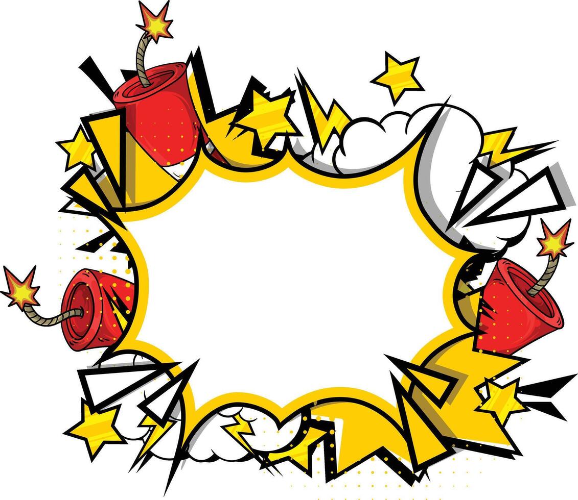 a comic book style explosion with stars and a speech bubble vector