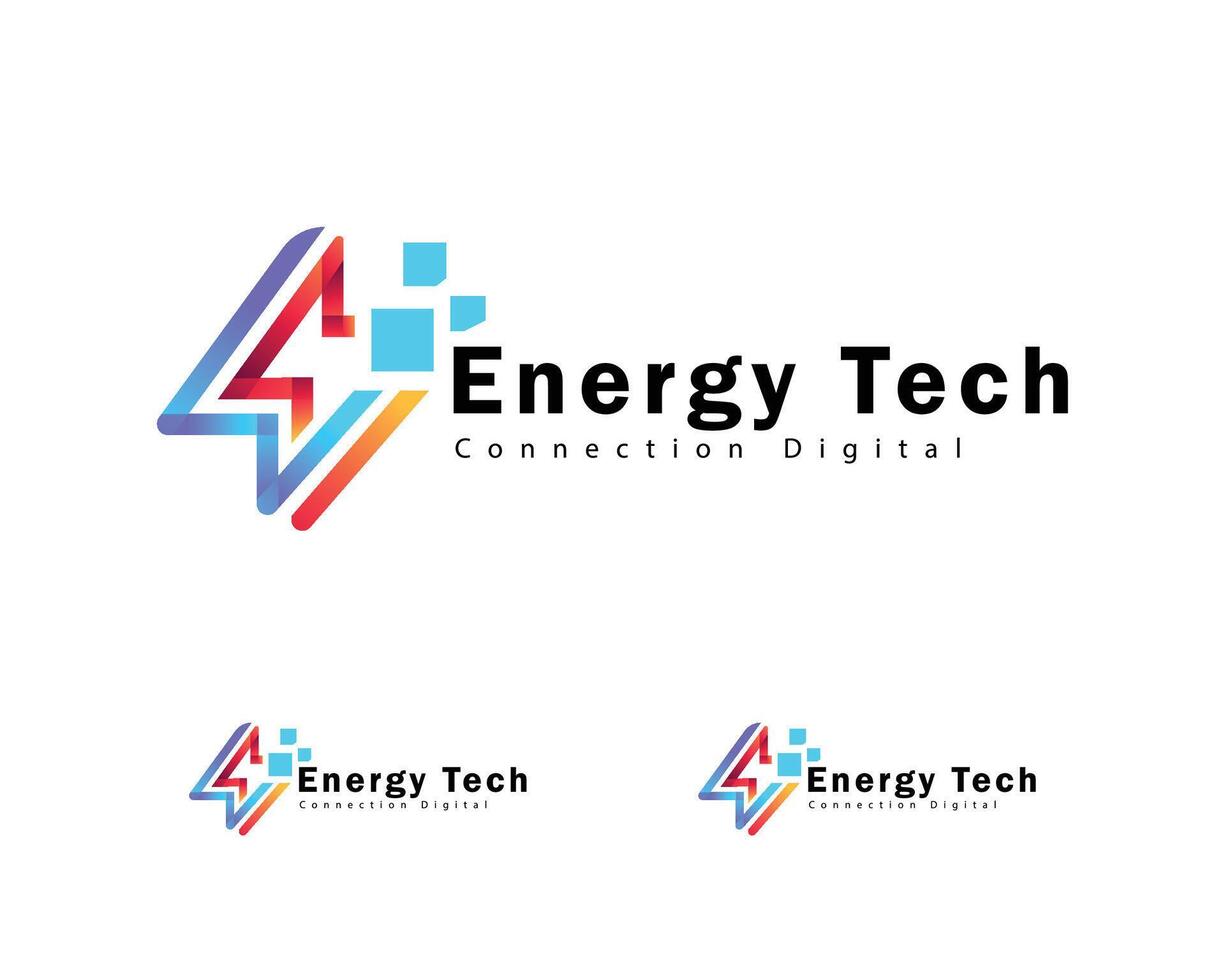 Energy tech logo creative electric digital connect business vector