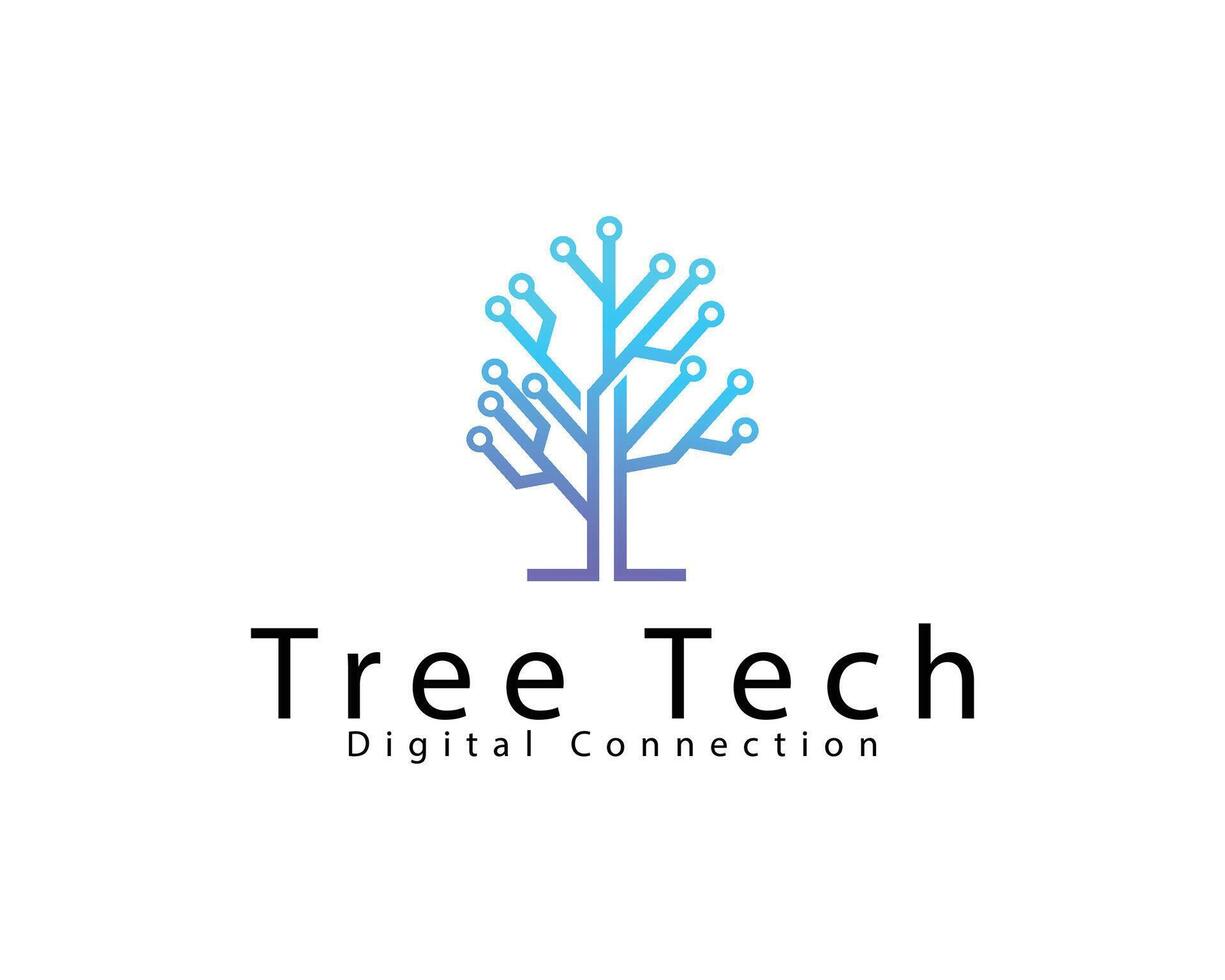 tree tech logo creative design concept smart digital connect network vector