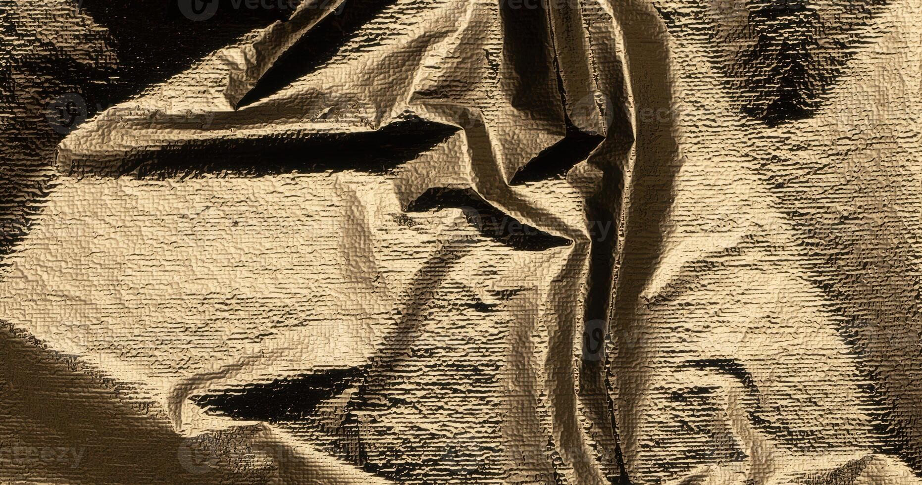 Bright gold foil drapery with a polished, sleek surface. Premium metallic fabric with a fine, smooth photo