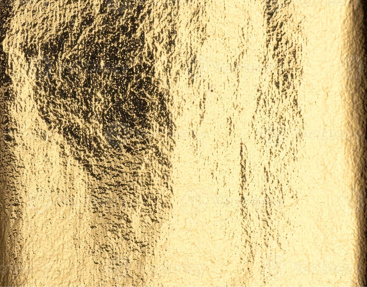 Gold metallic foil background. Shiny golden texture with reflective light, distressed finish, and photo
