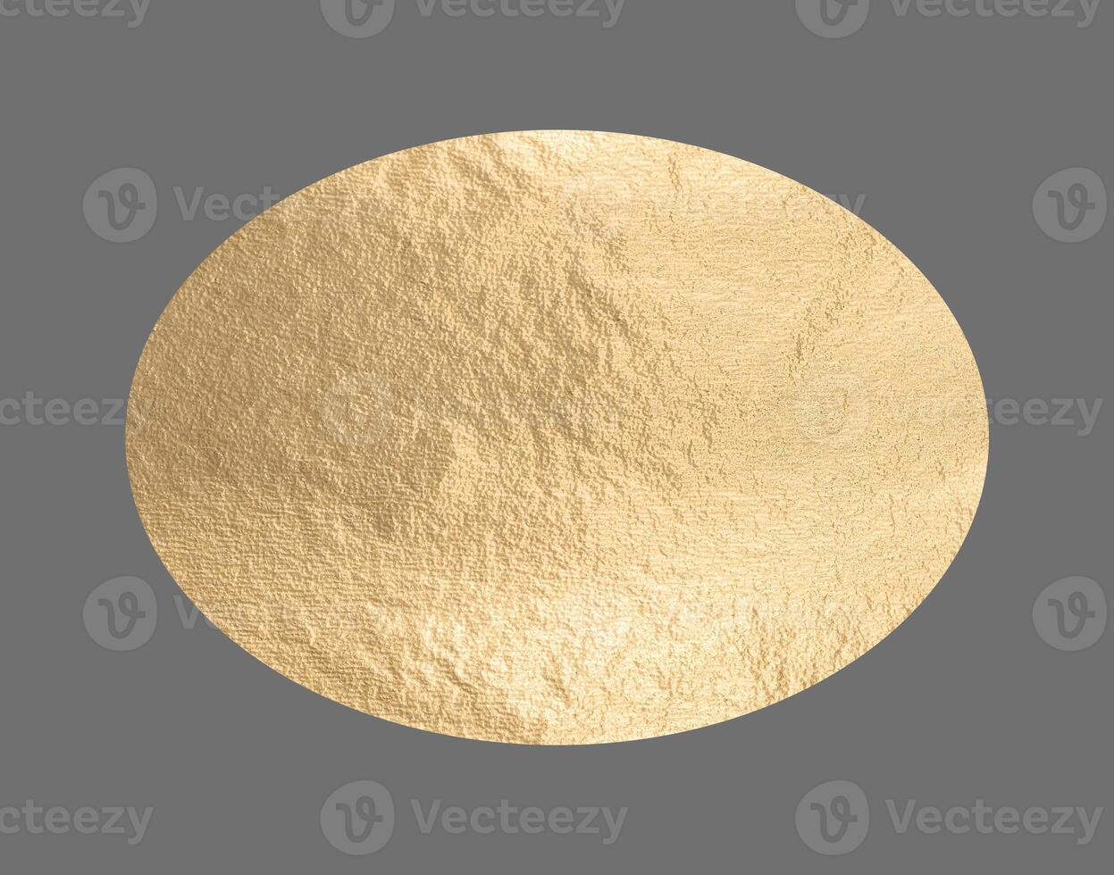 Golden elliptical shape with a smooth, metallic surface creates a sleek, modern design. Pearlescent photo
