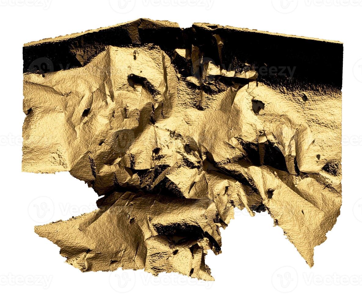 Golden foil texture with crumpled, wrinkled, and torn edges. Shiny, reflective surface with a photo