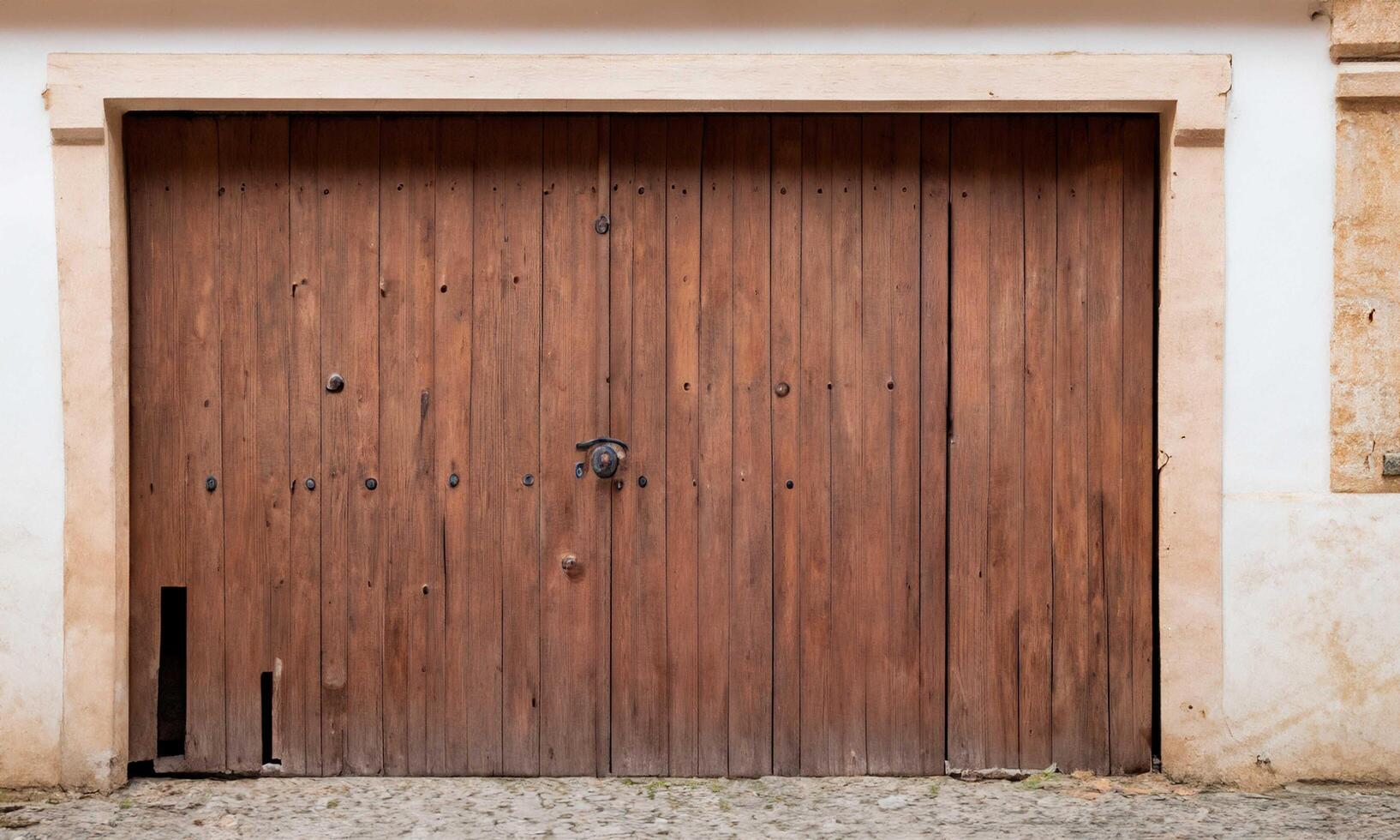 Rustic antique wooden door in full frame with free space for text. photo