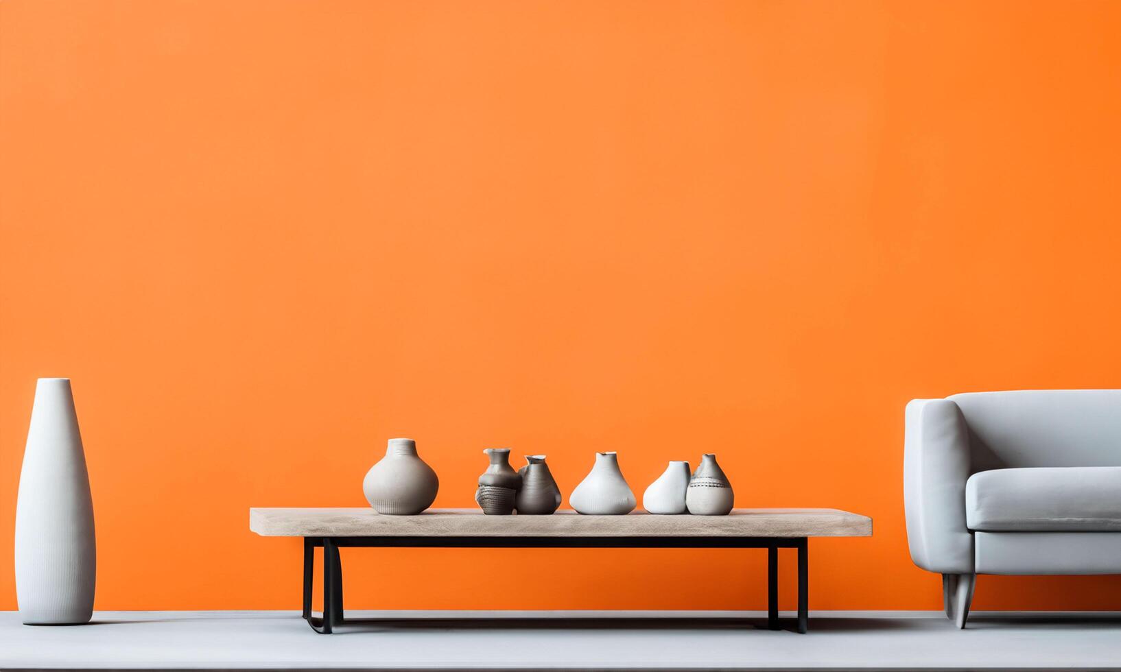 Minimalist background environment with pleasant atmosphere, especially for architects and interior decorators orange wall photo