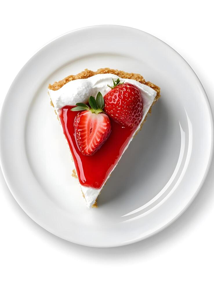 A slice of strawberry pie on a white plate photo