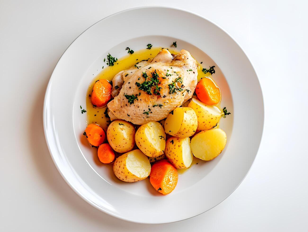 Chicken breast with potatoes and carrots photo