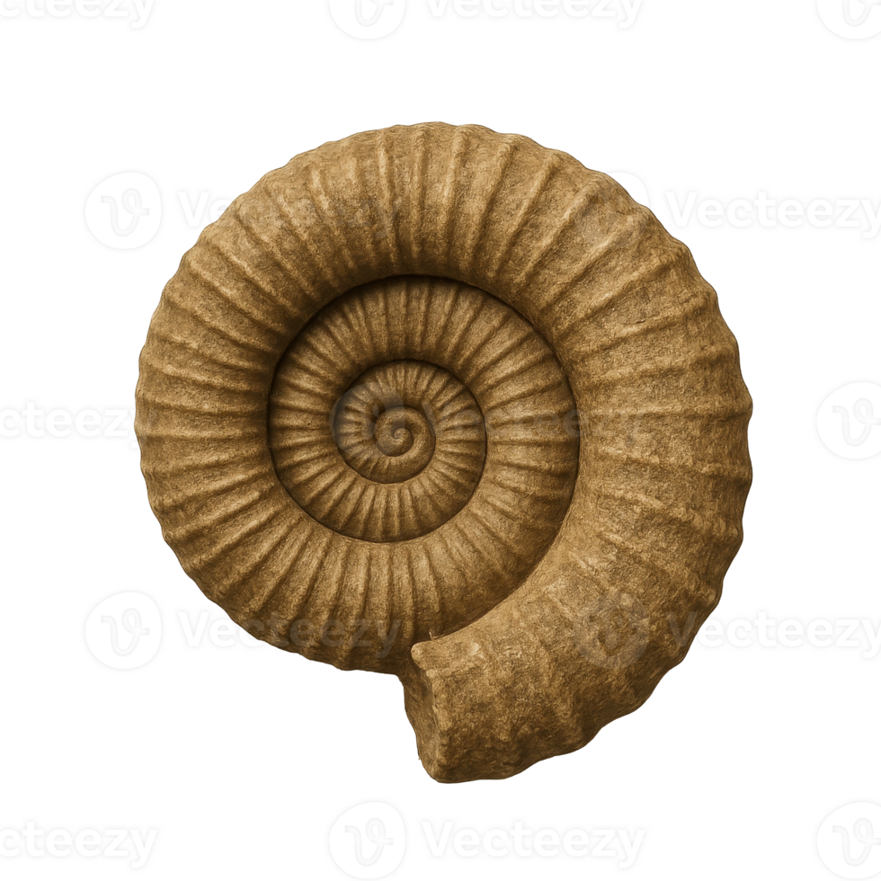 Natural elegance captured in a beautifully spiraled shell showcasing intricate patterns and earthy tones under soft lighting png